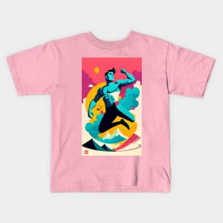 Muscle Man Jumping Kids T-Shirt